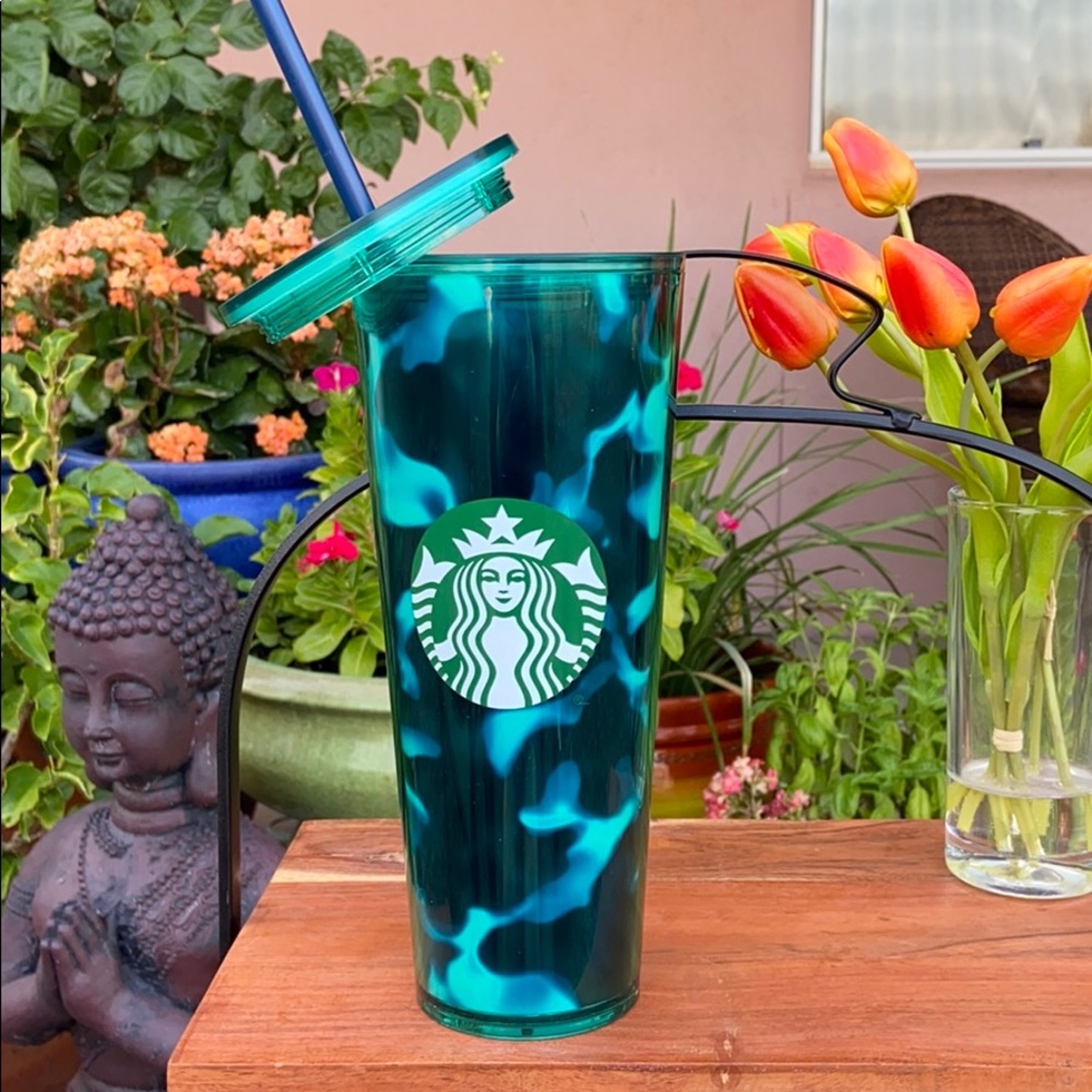New Starbucks Turquoise Green Smoke Venti Cold Cup / Tumbler